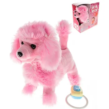 plyšák PLYŠ Pejsek růžový 23cm štěká chodí ovládání na kabel na baterie Zvuk | 890021