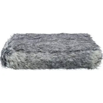 Pelíšek pro psa Polštář YELINA obdélníkový 90 x 65 cm, dlouhý plyšový vlas, černá/šedá