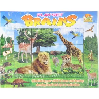 Hračka pro nejmenší Kostky plastové s motivem zvířat a čísel 12 ks