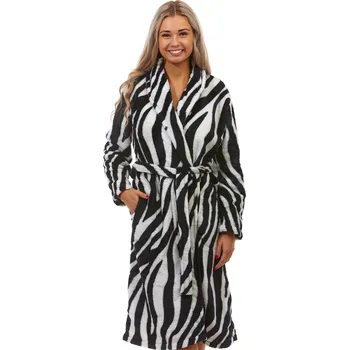 Dámský župan Černý i bílý extra teplý huňatý župan pro ženy či dívky zvířecí vzor ZEBRA 1Z1574 černá m