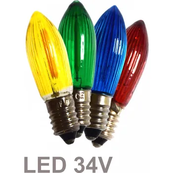 Žárovka ElektroSkalka Žárovky LED E-10 34V Filament pro svícny 7x34V MIX barevné 4ks