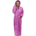 Lila světle fialový luxusní dlouhý župan pro ženu z extra froté MOTÝLÍ VZOR 1ZF3004 fialová s-m