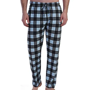 Pánské pyžamo Modročernošedé kárované pyžamové kalhoty pánské z bavlny BIG pro plnoštíhlé 1P1713 modrá 2xl