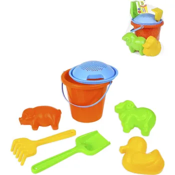 Hračka na písek LENA Sada na písek kbelík s formičkami a nástroji se sítkem 7ks | 444749