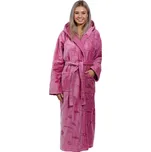 Malinový dlouhý župan do porodnice na kojení z extra foroté KVĚTINOVÝ VZOR 1ZF3039 vínová xxl