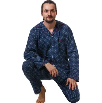 Pánské pyžamo Pánské pyžamo klasické flanel 1PF0019 modrá 4xl