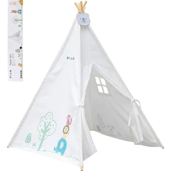 Dětský stan VIGA PolarB Stan dětský 122x150x122cm indiánské teepee s oknem dřevo/plátno | 406886