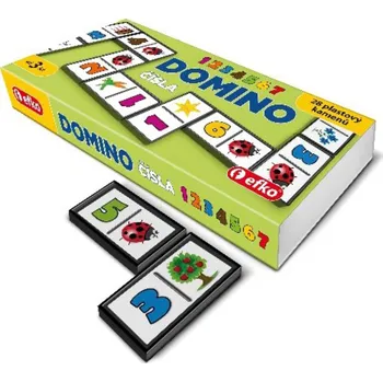 Společenská hra EFKO Hra Domino číslice obrázky a čísla 28 dílků pro malé děti v krabičce | AS130