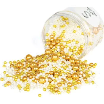 Jedlá dekorace na dort Cukrové zdobení perličky zlato bílé - 90g GoldFlimmer - Super Streusel