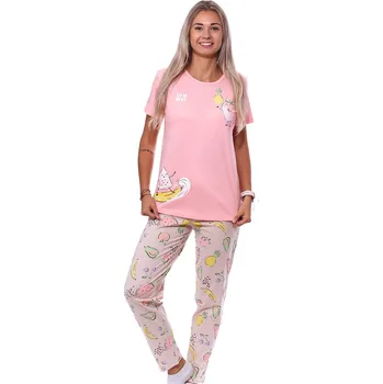 Dámské pyžamo Růžové béžové a duhově barevné pyžamo pro ženy či dívky miluji ovoce 1B2056 růžová m