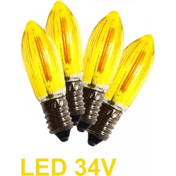 Žárovka Žluté žárovky LED E-10 34V pro 7x34V svícen 4ks, Filament (1ks)