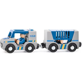 autodráha WOODY DŘEVO Auto Policie CZ set s vagonkem a 2 figurkami doplněk k vláčkodráze | 528203