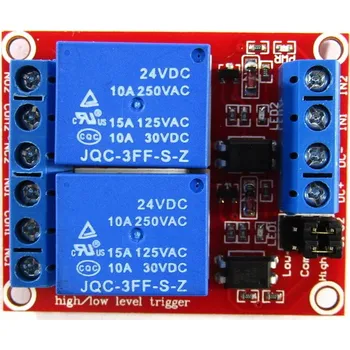 Relé modul 2x spínací relé JQC-3FF-S-Z - 24V / 250V,10A AC / 30V, 10A DC