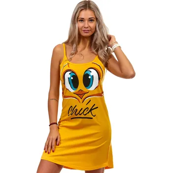 Dámské noční prádlo Žlutá dámská košilka s tenkými ramínky KUŘÁTKO 1C3441 žlutá m