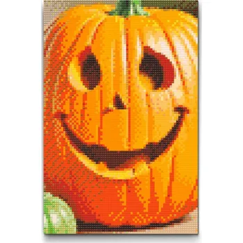 Diamantové malování Diamantové malování - Vyřezaná dýně Velikost: 20x30cm, Rámování: Pouze srolované plátno, Diamanty: Kulaté