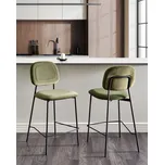 Sada 2 barových židlí zelené sametové čalounění moderní stylový nábytek do jídelny kuchyně Beliani