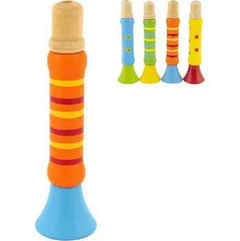 Hudební nástroj pro děti DŘEVO Píšťalka barevná trumpetka 12cm 4 barvy *DŘEVĚNÉ HRAČKY* | 528203