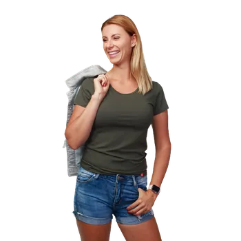 CityZen Breda Dark khaki Dámské triko s krátkým rukávem Velikost: XS