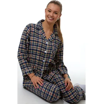Dámské pyžamo Elegantní pyžamo pro ženy - flanel 1DF0010 modrá xxl