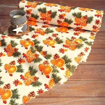 Vánoční běhoun v metráži - Perníčky – smetanové 38 pouze střih