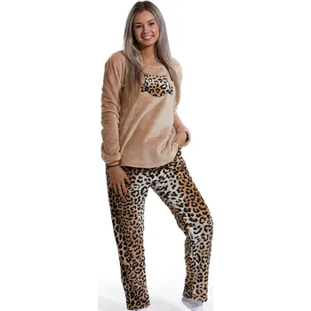 Dámské noční prádlo Huňatá souprava na zimu pro ženy Tygřík 1Z1167 hnědá m