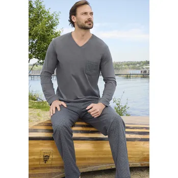 Pánské pyžamo Šedé i puntíkaté pyžamo pro muže HERMÉS 1P1607 šedá m