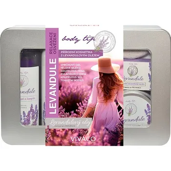 Kosmetická sada Vivaco Dárkové balení Levandule Premium v plechovém obalu + 2 měsíce na vrácení zboží