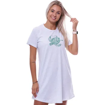 Dámská noční košile Šedá noční košilka s krátkými rukávy pro ženy či dívky a zelená želva 1C3781 šedá xl