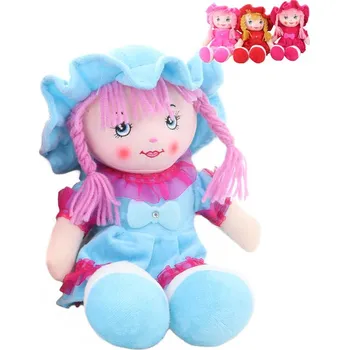 Panenka Panenka textilní hadrová 35cm v kloboučku s copánky látková zpívá na baterie CZ Zvuk | 19