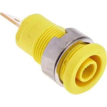 Elektrická zásuvka Banánková zásuvka, 32A, 4 mm, 1000V, Žlutá, Samice, materiál kontaktu: Mosaz, délka: 33mm Zásuvka na banánky