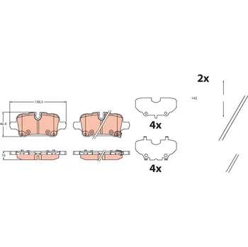 Brzdová destička Sada brzdových destiček, kotoučová brzda TRW GDB2524
