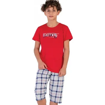 Chlapecké pyžamo Červené i šedé mřížkované pyžamo pro kluky FACTOR X, 3-10 let 1F0843 červená 98-104-3-4-let