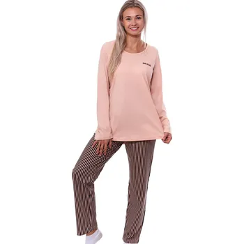 Dámské pyžamo Růžové a vínově proužkované pyžamo pro plnoštíhlé ženy či dívky PA ll SE 1B1989 růžová 3xl
