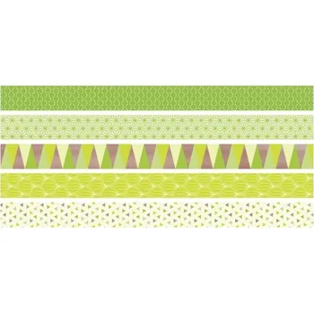5 ks Páska 1,2cm x 3m Mini samolep. sv.zelená