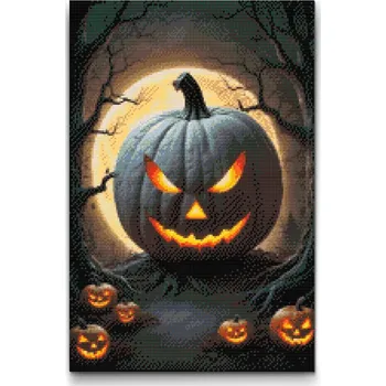 Diamantové malování Diamantové malování - Strašidelné dýně ve tmě Velikost: 40x60cm, Rámování: Pouze srolované plátno, Diamanty: Kulaté