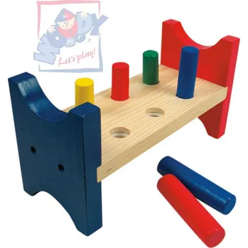 Dřevěná hračka WOODY DŘEVO Zatloukačka set kolíčky a palička *DŘEVĚNÉ HRAČKY* | 752771