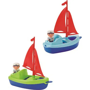 Hračka pro nejmenší ECOIFFIER Plachetnice loďka 24cm s námořníkem do vody plast 2 barvy | 24