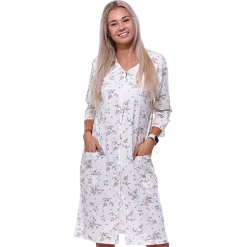 Dámské noční prádlo Béžový a hnědě květovaný župan nebo košilka těhotenská i kojící na zip 1G0563 béžová xxl