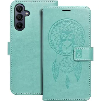 Pouzdro na mobilní telefon Pouzdro Samsung A15 knížkové Lapač se sovičkou zelené (kryt neboli obal na Samsung A15)