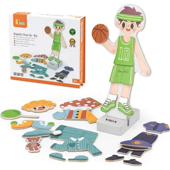 Dřevěná hračka VIGA DŘEVO Magnetické oblékání Chlapec 8 stylů *DŘEVĚNÉ HRAČKY* | 224228