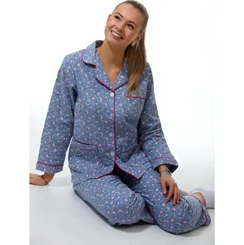 Dámské pyžamo Elegantní pyžamo na kojení - flanel 1DF0006 šedá xl