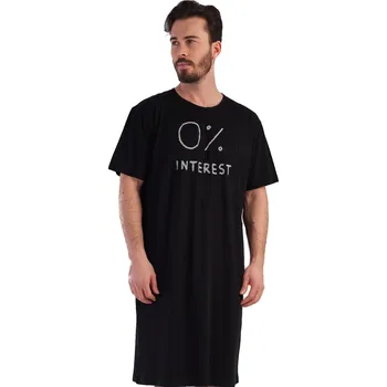 Pánské pyžamo Černé pánské dlouhé triko, noční košile pro muže, 0% INTEREST 1P1489 černá l