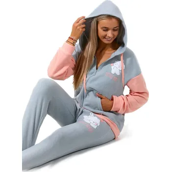 Dámské pyžamo Meruňkové i šedé hřejivé dámské pyžamo s kapucí na zip, hvězdné štěňě 1z1423 oranžová m
