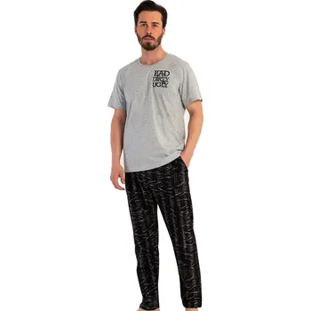 Pánské pyžamo Šedé i černošedé moderně vzorované pánské pyžamo BAD DIRTY UGLY 1P1510 šedá xxl