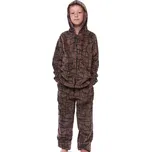 Extra teplé huňaté pyžamo klučičí hnědé a černě šrafované 1T0461 hnědá 128-8-let