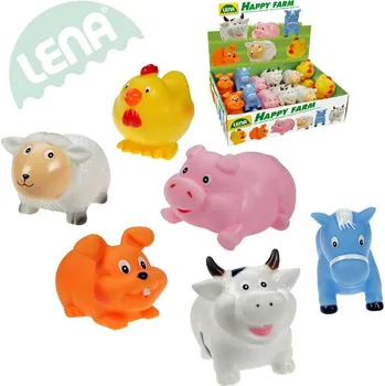 LENA Zvířátko gumové stříkající vodu 6 druhů baby veselá farma do vany 65523 | AS130