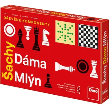 Desková hra DINO DŘEVO Hra Šachy, Dáma, Mlýn 3v1 *SPOLEČENSKÉ HRY* | 528203