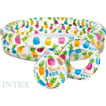 INTEX Nafukovací set bazén 132x28cm s míčem a plavacím kolem ananas do vody | 47045
