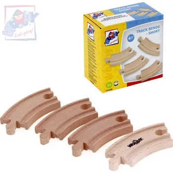 Vláček a vláčkodráha WOODY DŘEVO Kolej zatáčka krátká set 4ks příslušenství k vláčkodráze | 528203