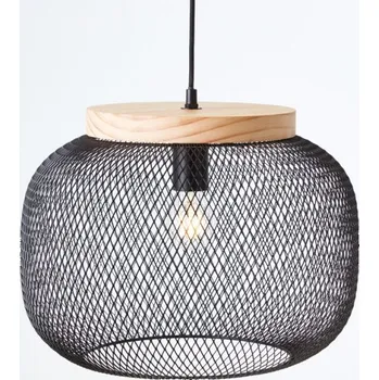 Dětské svítidlo Brilliant 99111/76 Závěsné svítidlo GIADA černé + DŘEVO průměr 40cm